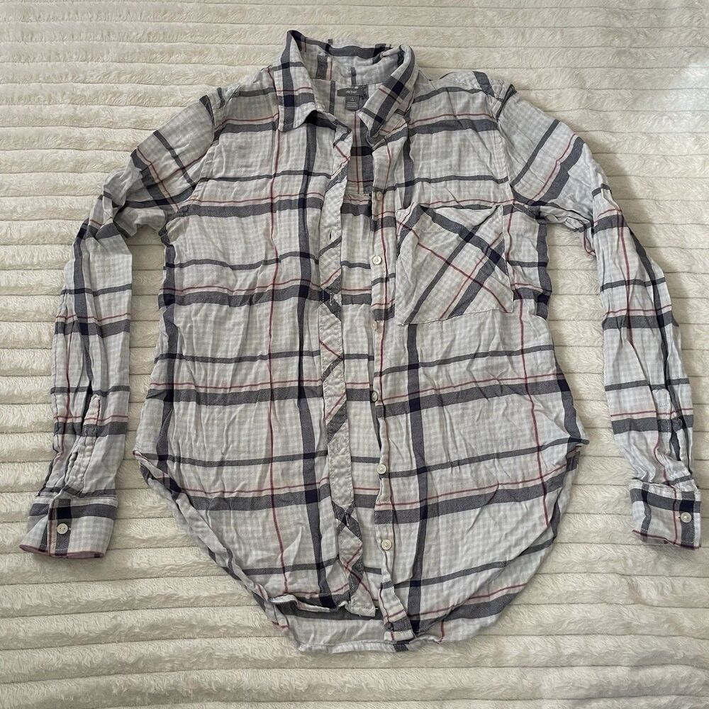 Aerie Striped Button Down Relaxed Cotton Long Sleeve Shirt Women’s Size S